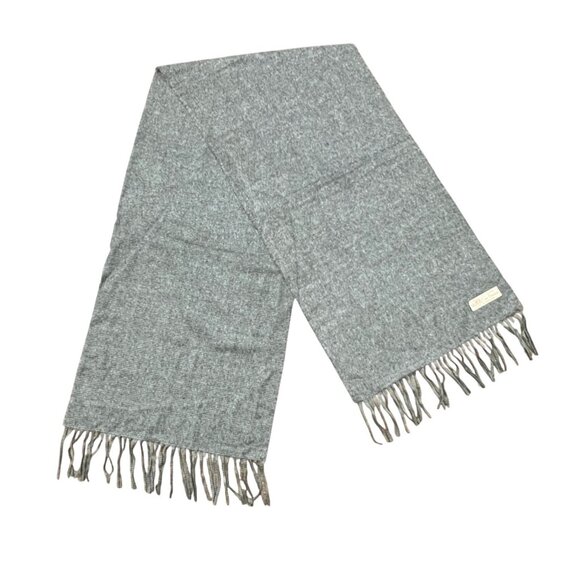 Gray Cashmere Scarf Made in England 11 1/2 x 48" + Fringe Vintage Mens Muffler - Picture 1 of 4